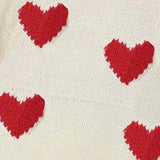 Kukombo Chic Love Heart Printed O-neck Knitted Sweaters Cute Sweet Long Sleeves Women's Pullover Autumn Ladies Y2k Street Knitwears