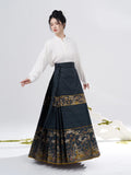 Ming Han Clothing Imitation Makeup Flower Woven Gold Horse-Face Skirt Women's Matching Improved Han Elements Coat