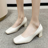 Kukombo 2024 Spring New Flat Women Shoes Loafers Simple Low Heels Office Work Casual Shoes Slip on Flat Footwear Ladies Square Toe Shoes