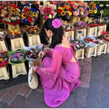 Kukombo Chiffon Pleated Long Sleeve Maxi Dress (PRE-ORDER)