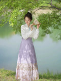 Retro Hanfu Horse-face Skirt Set Modern Elegant Women Chinese Traditional Oriental Costume Fashion Perform Dance Wear Codplay