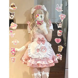 Women's Pink A-line Dress Y2k Vintage Sleeveless Elegant Short Sleeve Kawaii Lolita Mini Dress One Piece Frocks Clothes Summer