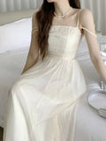 Vintage Casual Women Summer Dress Spaghetti Strap Elegant Fashion Party Evening Robe Female Solid Chic Prom Vestidos New