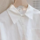 Kukombo Women Korean White Shirts Elegant Female Streetwear Loose Long Sleeve Blouse Casual Student All Match Shirt Spring New