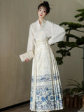 Hanfu Original Chinese Horse Face Skirt Ming Dynasty Woman Chinese Traditional Embroidered Skirt Autumn Horse Face Pony Skirt