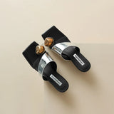 Kukombo Summer Slippers Fashion Women's Metal Decorative Stiletto Heels Sliding Ladies Outdoor Dress Party Flip-flops Clip Toe Sandals