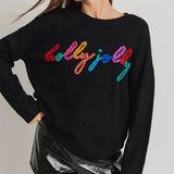 Kukombo Women's Autumn Loose Sweater Tinsel Letter Applique Long Sleeve Round Neck Knitwear Pullover Y2K Fashion Streetwear