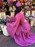 Kukombo Chiffon Pleated Long Sleeve Maxi Dress (PRE-ORDER)