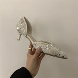 Kukombo Pointed Toe Fashion Shoes 2024 Women Mid Heels Party Shoes Shallow Sexy Sandals New Elegant Mujer Stilettos Zapatos