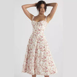 Kukombo Sleeveless Elegant Flowers Long Dress Woman Clothing Fashion Summer High Quality Luxury Sexy Spaghetti Strap Womens Dresses 2024