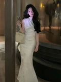 Kukombo Elegant Sleeveless Bodycon Jacquard Mermaid Dresses for Women Summer New Fashion Evening Party Female Chic Midi Clothing