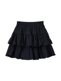 Kukombo Y2K Tiered Ruffle Skirt Elastic Waist Layered Mini Skirt for Women Teengirl Kawaii Soft-girl Spring Summer Outfit