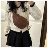 Kukombo Corduroy Women Waist Packs with Zipper Ladies Shoulder Crossbody Bag Fashion Casual Travel Fanny Pack Female Adjustable Bag