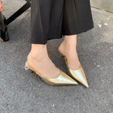 Kukombo 2024 Spring New Brand Women Slipper Pointed Toe Slip On Ladies Mules Thin Low Heel Outdoor Dress Sandal Shoes