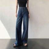 Kukombo Streetwear Women High Waist Jeans Korean Fashion All Match Loose Wide Leg Pants Spring Female Straight Denim Trousers New