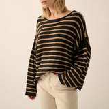 Kukombo Casual Women Oversized Striped Sweater Color Block Knit Long Sleeve Sweatshirt Loose Pullover Y2K Preppy Jumper