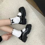 Kukombo Shoes Woman Flats Low Heels Oxfords Autumn Clogs Platform Dress Leather Fall New Creepers Retro Rubber  Mary Janes Basic