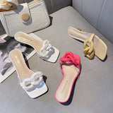 Kukombo Crystal Clear Transparent Slippers Female Shoes Middle Heels Comfortable New Summer Women Shoes Woman Fashion Cool Mules Slides