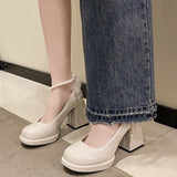 Kukombo 2024 New Silk Wedding Party Women Pumps Sandals Punk Style Platform Buckle Strap Thick Square High Heels Shoes