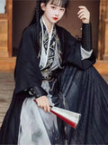 Chinese Traditional Hanfu Cosplay Costume Dresses Women SONG Dynasty Black Cool Gothic Dress Unisex