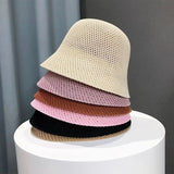 Kukombo Women Bucket Hat Summer Hollow Out Thin Breathable Sun Hat Female Beach Cap Fold Outdoor Japanese Lesure Fishierman Cap