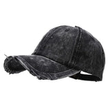 Kukombo 2024 New Washed Old Cowboy Blue Baseball Hat Soft Top, Broken Hole, Polished Edge Duck Tongue Hat Women's Sun Protection
