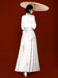 Ming Dynasty Hanfu Women's New Chinese Style  Flower Weaving Gold Horse Face Skirt for Daily Use 2024 New Spring Style Chinese
