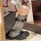 Kukombo Flats Women Mid Calf Chelsea Boots Fashion Platform Cowboy Shoes New 2024 Winter Designer Motorcycle Boots Trend Femme Zapatos