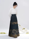 Ming Han Clothing Imitation Makeup Flower Woven Gold Horse-Face Skirt Women's Matching Improved Han Elements Coat