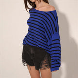 Kukombo Casual Women Oversized Striped Sweater Color Block Knit Long Sleeve Sweatshirt Loose Pullover Y2K Preppy Jumper