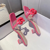 Kukombo Crystal Clear Transparent Slippers Female Shoes Middle Heels Comfortable New Summer Women Shoes Woman Fashion Cool Mules Slides