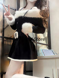 Kukombo 2023 Autumn Long Sleeve Elegant Y2k Mini Dress Woman Short Party Black Knitted Dress Slim Sexy One Piece Dress Korean Fashion