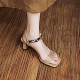 Kukombo Summer New Women Sandals Lady Chunky Heel Open Toe Polka Dot Riband Strap Pumps Female Concise Elegant Cozy Shoes