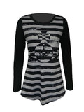 Kukombo Y2k Graphic Print Patchwork Long Sleeve Tees Harajuku Fake Two-Piece T-Shirts Vintage Gothic Grunge Loose Tops Streetwear
