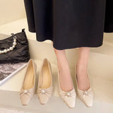 Kukombo 2024 Spring Autumn New Pointed Leather Surface Rhinestone Women's Thin Heels External Wearing Shallow Mouth Single Shoes Wome