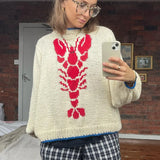 Kukombo Women Y2K Printed Pullover Sweater Top Cute Graphic Long Sleeve Crochet Top Crewneck Vintage Oversized Fall Sweater