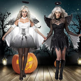 Halloween Cosplay Ball White Angels and Black Demons with Wings Plus Size Clothing Beer Festival Dress Slim Woman Evening Dress