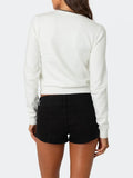 Kukombo Women Y2K Bow Graphic Knit Cardigan Long Sleeve Crew Neck Button Down Open Front Crop Sweater Top Lightweight Knitwear