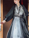 Chinese Traditional Hanfu Cosplay Costume Dresses Women SONG Dynasty Black Cool Gothic Dress Unisex