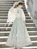 Hanfu women Cherry blossom Jacquard National style zipper horse-face skirt three-piece dress Spring and Autumn set 2024