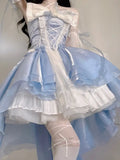 Princess Birthday Party Dress Lolita Dress Bow Flower Lace Mesh Fantastic Fairy Elegant Long Dress ForWomen Robe Formal Occasion