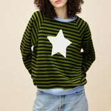 Kukombo Women Cute Y2k Graphic Sweatshirt Vintage Star Oversized Long Sleeve Shirts Loose Fit Crew Neck Pullover Streetwear