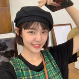 Kukombo Octagonal Beret Women's Summer Thin British Retro Korean Edition Japanese Fashion