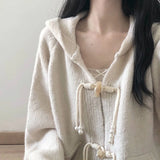 Kukombo Women Cardigan Sweater Fashion Streetwear Female Loose Knitted Coats Casual All Match Korean Hooded Jacket Autumn New