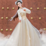 Kukombo 2024 Chinese Traditional Ethnic Hanfu Women's Ancient Dress Summer Dress Lace Embroidery Princess Dress