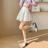 Kukombo Summer Kawaii Short Layered Skirt Womens Y2k Clothes Korean Fashion Vintage High Waist White Black Mini Tennis Skirts for Women
