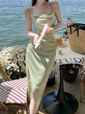 New Spaghetti Strap Midi Women Summer Dress Sleeveless Casual Elegant Slim Party Vestidos Femme Fashion Bodycon Beach Robe