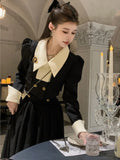 Kukombo Y2k Womens Vintage Black Blazer Skirts Suit Femme Outfits Autumn Korean Fashion Clothes Spring New Elegant 2 Piece Sets