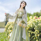 Hanfu Women Plus Size Ancient Chinese Traditional Hanfu Set Female Cosplay Costume Party Outfit Summer Dance Hanfu Green Dress