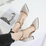 Kukombo 2023 Summer Shoes High Heels T Strap Rivet Pumps chunky Heels Sandal Patent Leather Dress Shoes White wedding Women heels